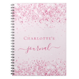 journal-flicka i  med det  rosan glitter namn anteckningsbok