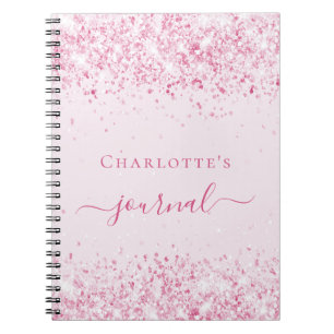 journal-flicka i med det rosan glitter namn anteckningsbok