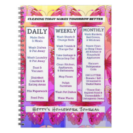 Journal för hushållsarbete för fjärilsför anteckningsbok