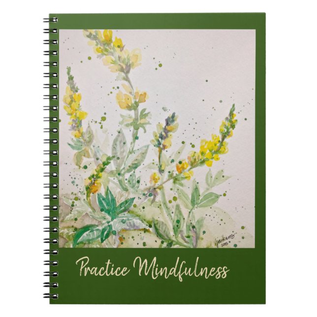 Journal-"Mindfulness" - Gräs Mtn Wildblommor Anteckningsbok (Framsidan)