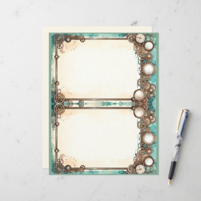 Journal Pages Teal and Steampunk (Fram/Back In Situ)