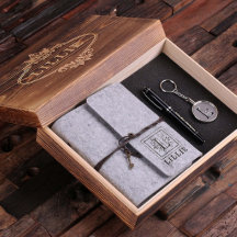 Journal, Pen & Keychain Gift Set - Light Grått