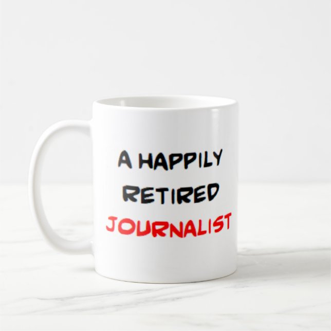 journalist pensionerad kaffemugg (Vänster)