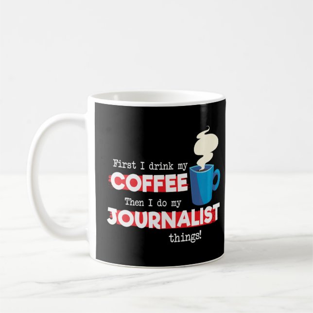 Journalister och kaffeavskrivning kaffemugg (Vänster)