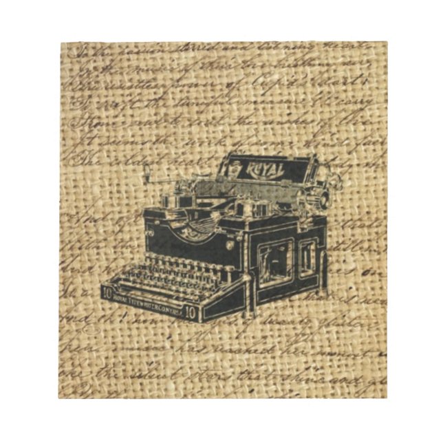 journalistskript, burlap antique-skrivmaskin anteckningsblock (Framsida)