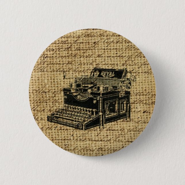 journalistskript, burlap antique-skrivmaskin knapp (Framsida)