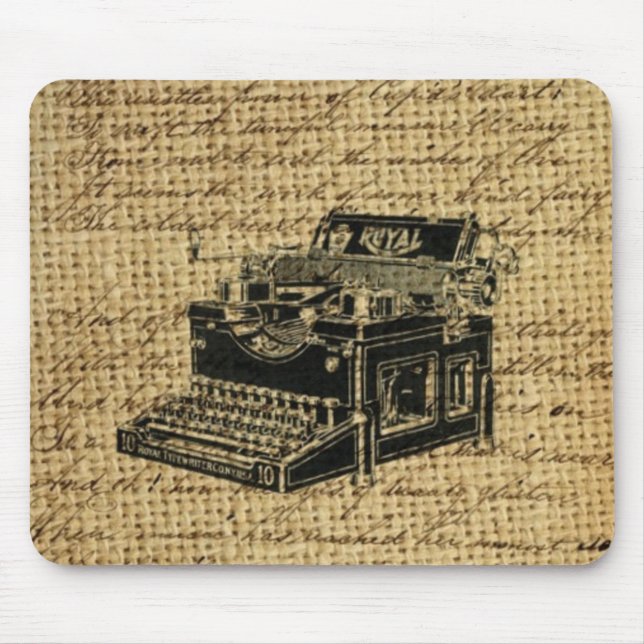 journalistskript, burlap antique-skrivmaskin musmatta (Framsidan)