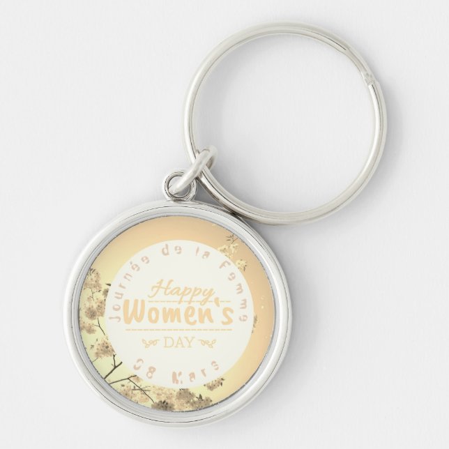 Journée de la Femme - rond premium Rund Silverfärgad Nyckelring (Framsidan)