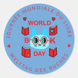 Journée Mondiale du Livre / World Bok Day Cat Runt Klistermärke