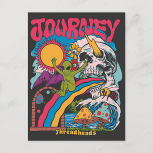 Journey, Aesthetic Skull, Vintage Mushroom Skull Vykort