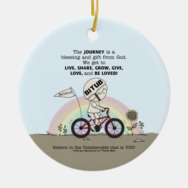 Journey är ett gift julgransprydnad keramik (Framsidan)