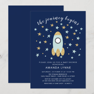 Journey Begins Rocket Boys Baby Shower-inbjudan Inbjudningar