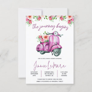 Journey börjar! Scooter, Vespa-Möhippa Inbjudningar