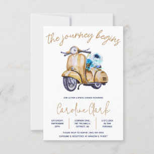 Journey börjar! Scooter, Vespa-Möhippa Inbjudningar