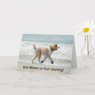 Journey-jobbkort för Cute Dog Runing Beach Art Kort
