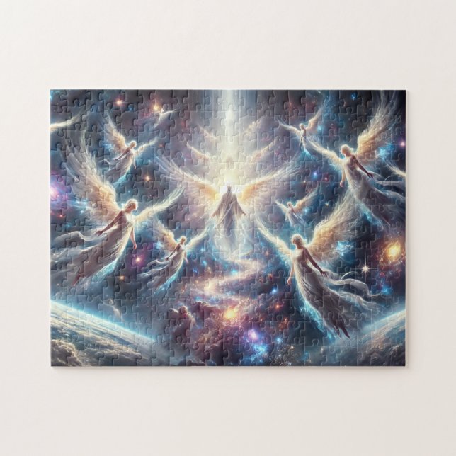 Journey of Angels Star Beings Through Cosmic Veil Pussel (Horisontell)