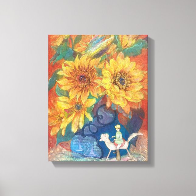 Journey of Whimsy: Sunflower & Rainbow Canvastryck (Framsida)