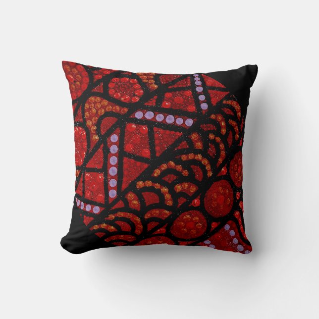 Journey Red Black Accent Pillow Cushion Kudde (Framsida)
