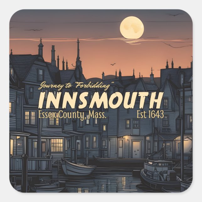 Journey till Insmouth Fyrkantigt Klistermärke (Framsida)