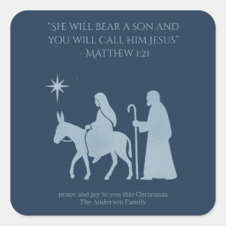 Journey to Bethlehem Sticker – Mary and Joseph  Fyrkantigt Klistermärke