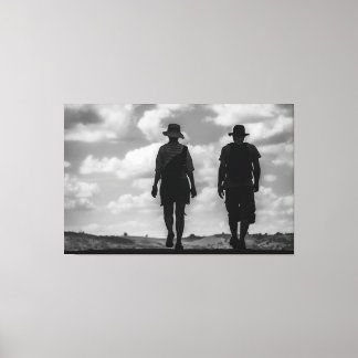 Journey Toward the Horizon: A Monochrome Silhouett Canvastryck