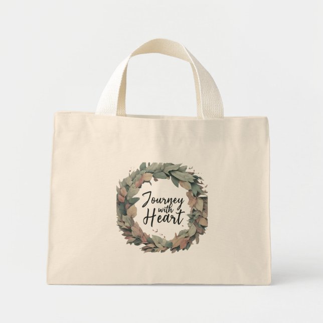 Journey with Heart - Tiny Tote Bag Mini Tygkasse (Framsidan)