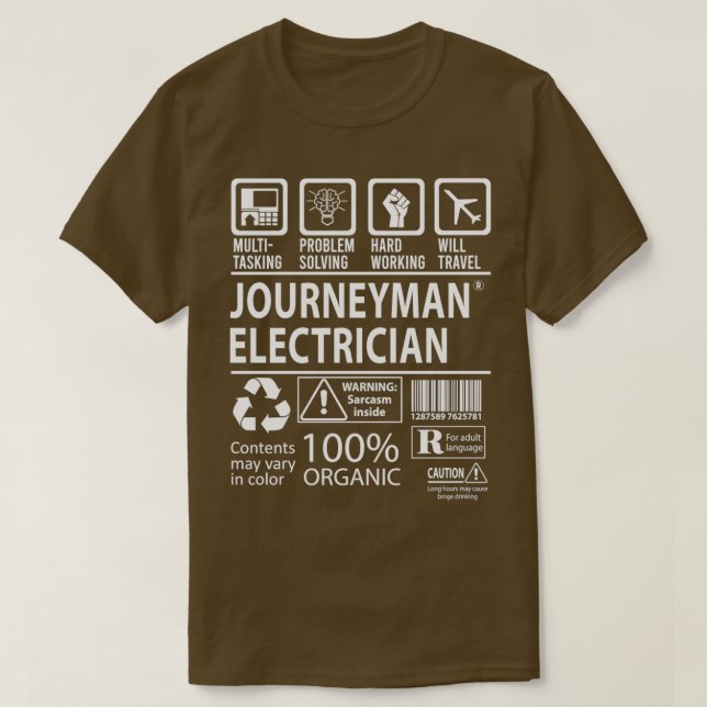 Journeyman Electrician MultiTasking Certified Job  T Shirt (Design framsida)