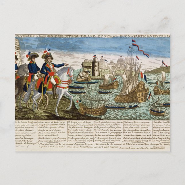 Journeys and Exploits of General Bonaparte 1798 Vykort (Framsida)