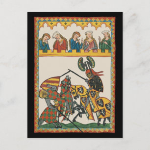 Jousting Knight på en turnnament Vykort