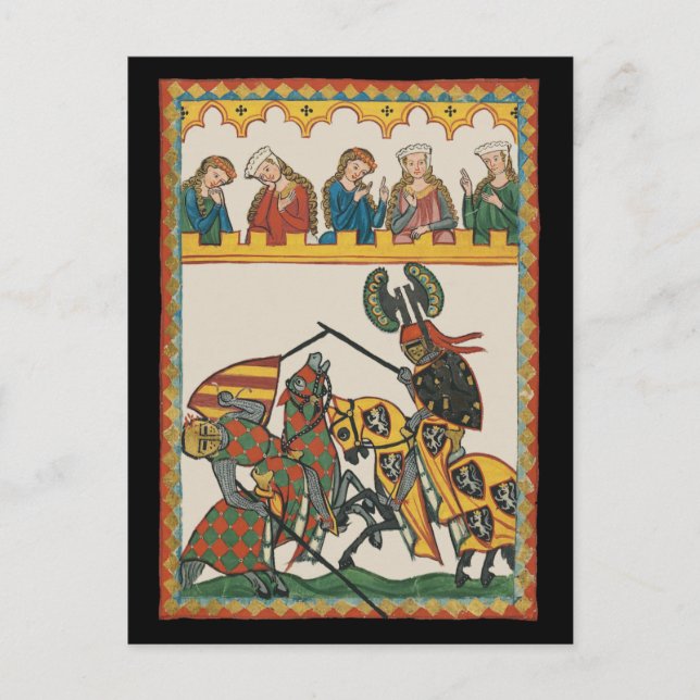 Jousting Knight på en turnnament Vykort (Framsida)