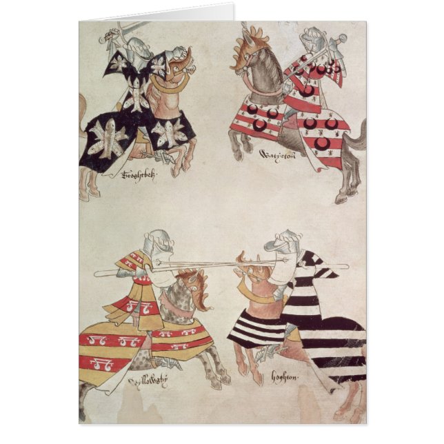 Jousting riddare, från boken för herr Thomas Hälsningskort (Framsidan)