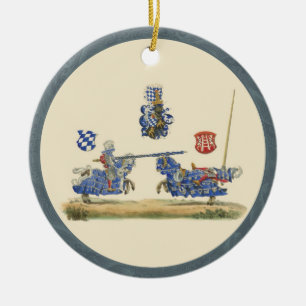 Jousting riddare - medeltida tema julgransprydnad keramik