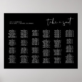 JOVI Black Alphabetical Bröllop Seating Chart Poster