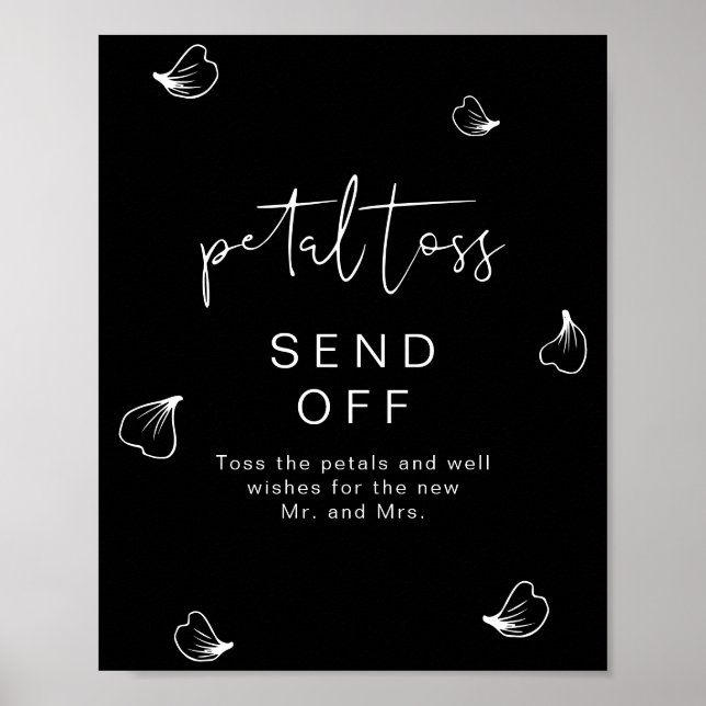 JOVI Black Edgy Bröllop Petal Toss Send Off Poster (Framsidan)