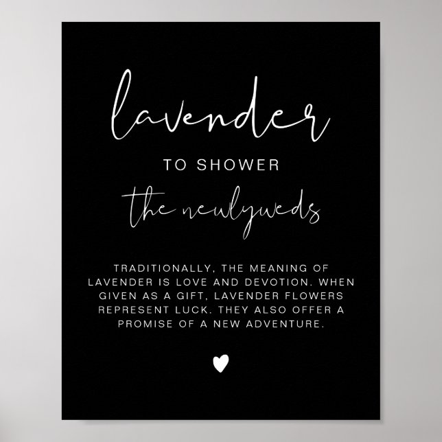 JOVI Black Lavender Toss Bröllop Sign Poster (Framsidan)