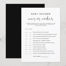 JOVI Black Modern over under Baby Shower Game Inv Inbjudningar