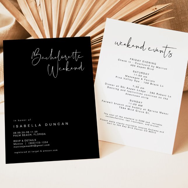 JOVI - Black White Modern Minimalist Bachelorette Inbjudningar (Skapare uppladdad)