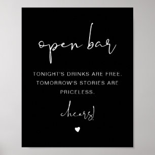 JOVI Edgy Black Boho Funny Open Pub Sign Poster