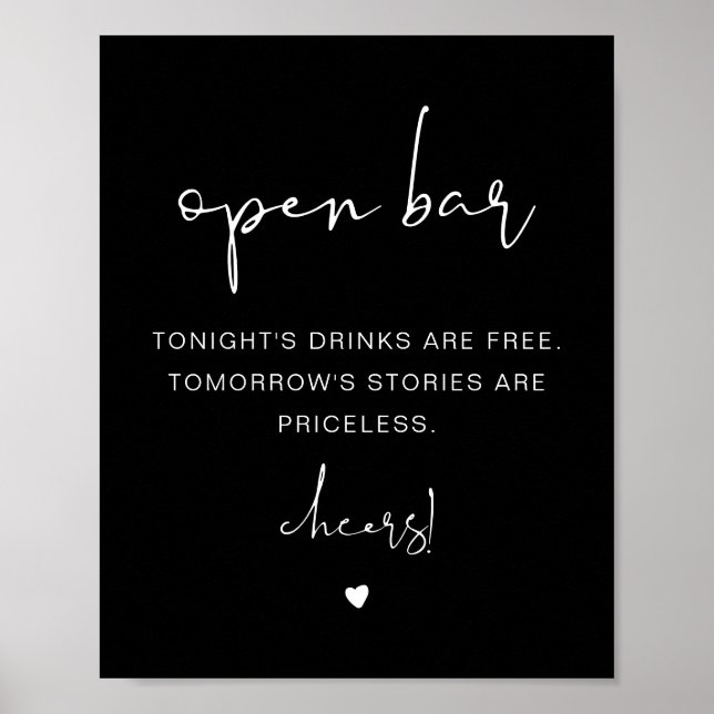 JOVI Edgy Black Boho Funny Open Pub Sign Poster (Framsidan)