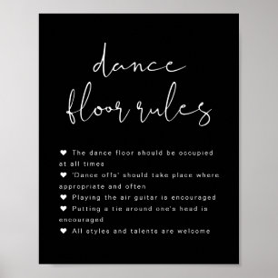 JOVI Edgy Black Bröllop Dance Golv Regler-tecken Poster