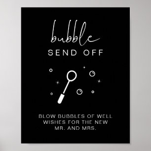 JOVI Edgy Black Bubble Send Off Bröllop Sign Poster