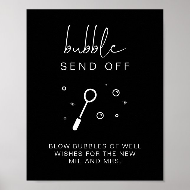 JOVI Edgy Black Bubble Send Off Bröllop Sign Poster (Framsidan)