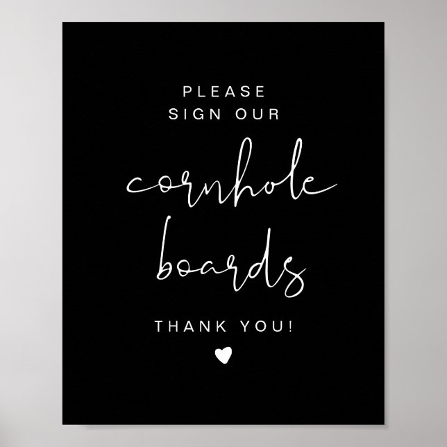 JOVI Edgy Black Cornhål Guestbook Bröllop-tecken Poster (Framsidan)