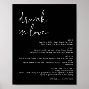 JOVI Edgy Black Drunk in Love Bar Menytecken Poster