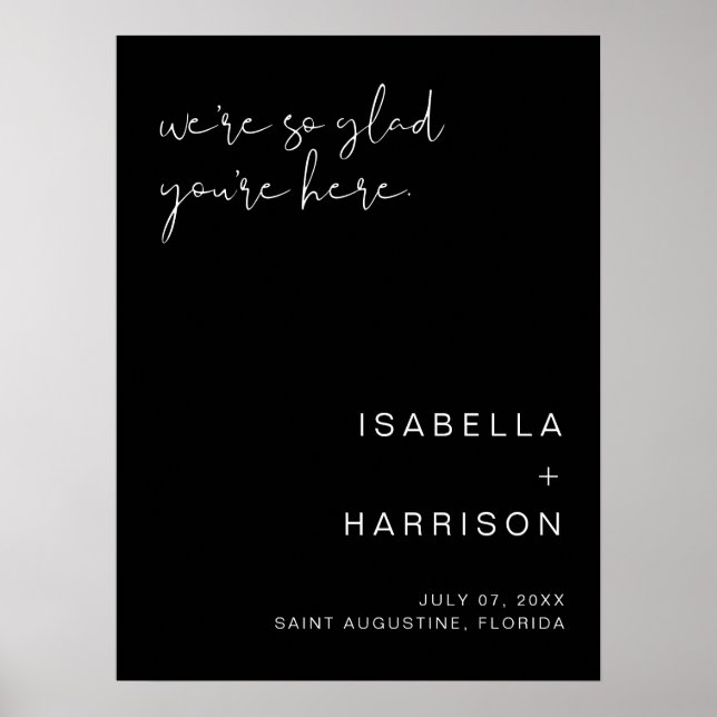 JOVI Edgy Black Modern Bröllop Välkommen Poster (Framsidan)