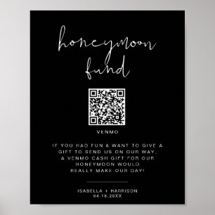 JOVI Edgy Black Modern Honeymoon Fund Bröllop-teck Poster