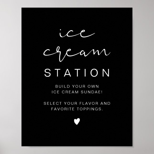 JOVI Edgy Black Modern Ice Cream Station Poster (Framsidan)