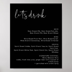 JOVI Edgy Black Modern Let's Drink Bar Meny Skylt