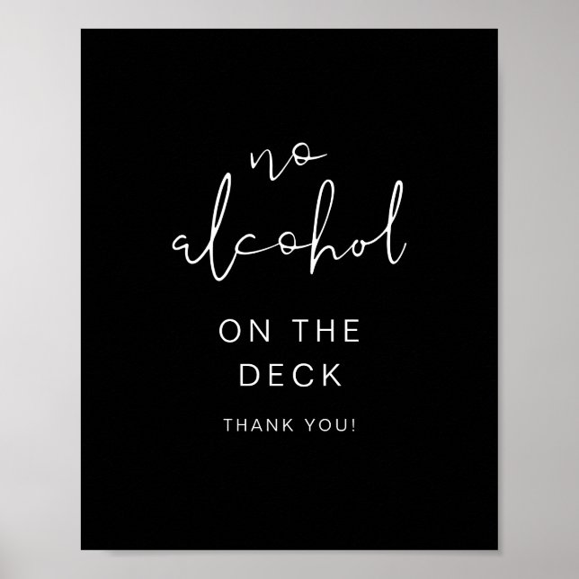 JOVI Edgy Black Modern No Alcohol Sign Poster (Framsidan)
