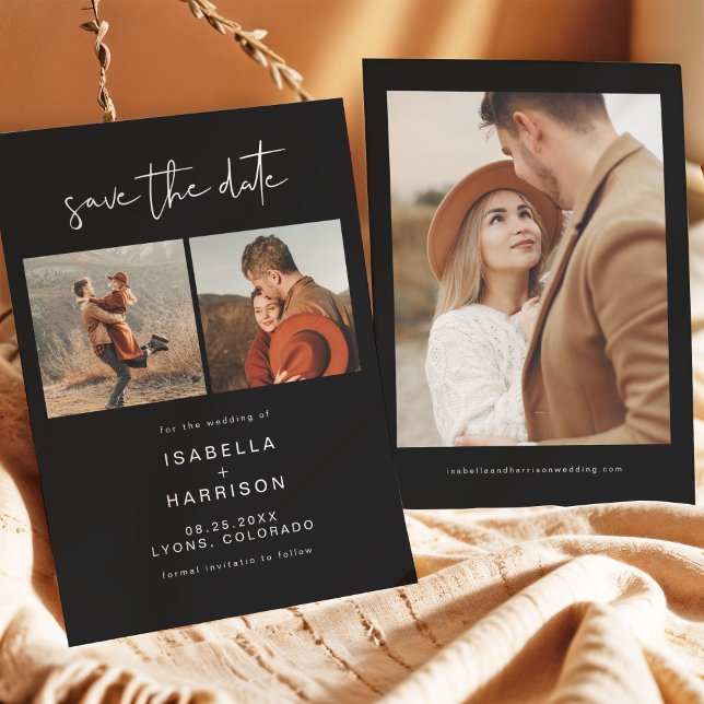 JOVI Edgy Black Modern Photo Spara datum Inbjudningar (Skapare uppladdad)